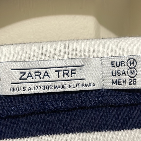 Zara navy white striped top (sz m) - Picture 2 of 7